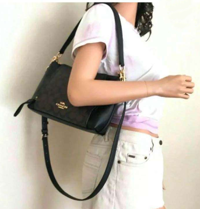 COACH Small Marlon Shoulder Bag In Signature Canvas