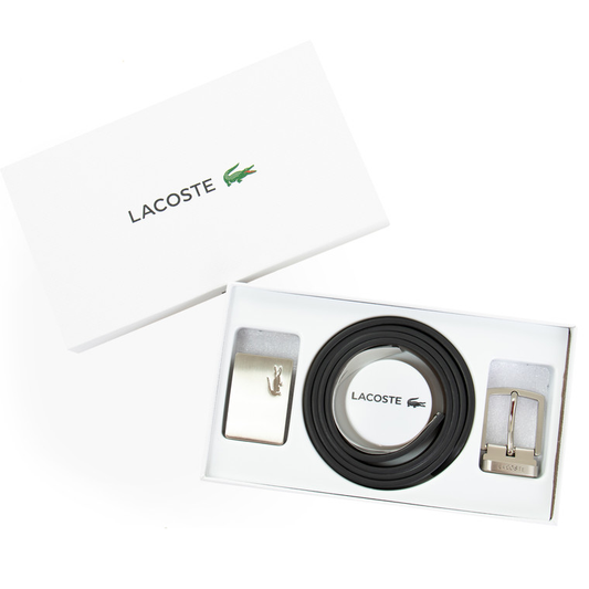 LACOSTE Men's Reversible Leather Belt And 2 Buckles