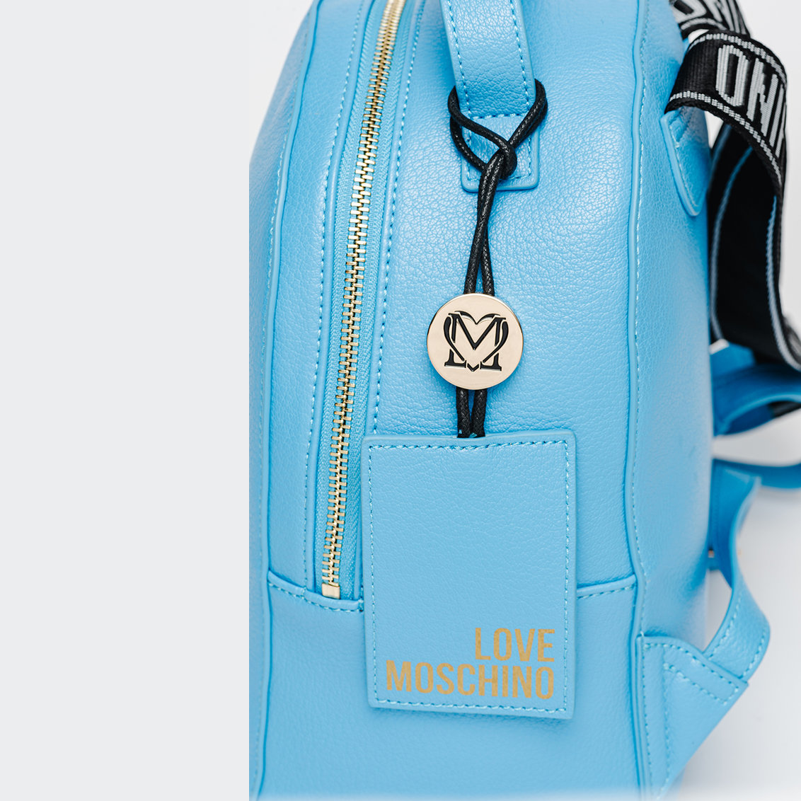 L.O.V.E M.O.S.C.H.I.N.O Women Backpack with Printed Gold Logo