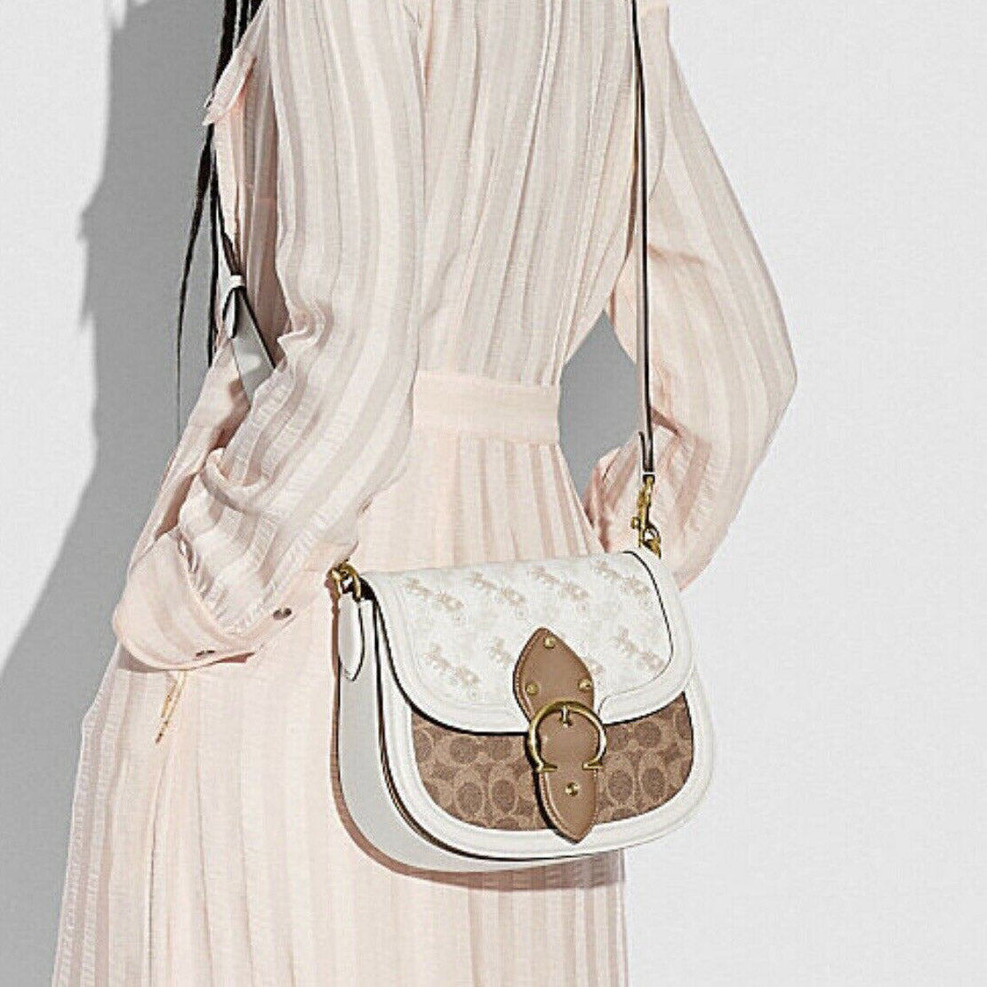 C.O.A.C.H Beat Saddle Bag In Horse And Carriage Print With Detachable Strap for Shoulder/Crossbody Wear