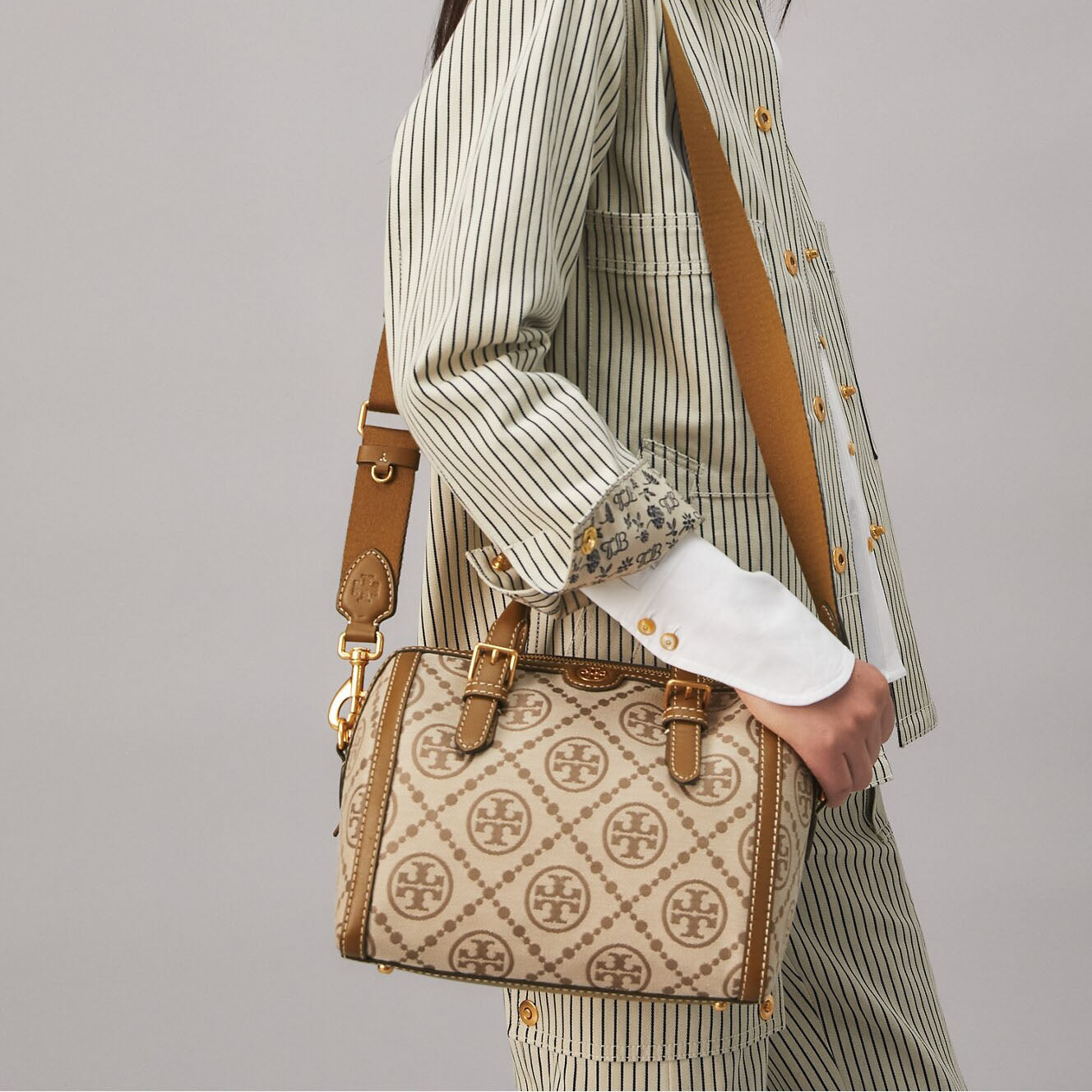Tory Burch Monogram Jacquard Barrel Shoulder/Crossbody Bag