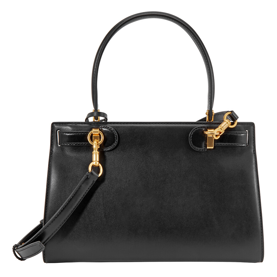 TORY BURCH Lee Radziwill Satchel Bag with Detachable/Adjustable Strap In Smooth Leather for Shoulder/Crossbody Wear