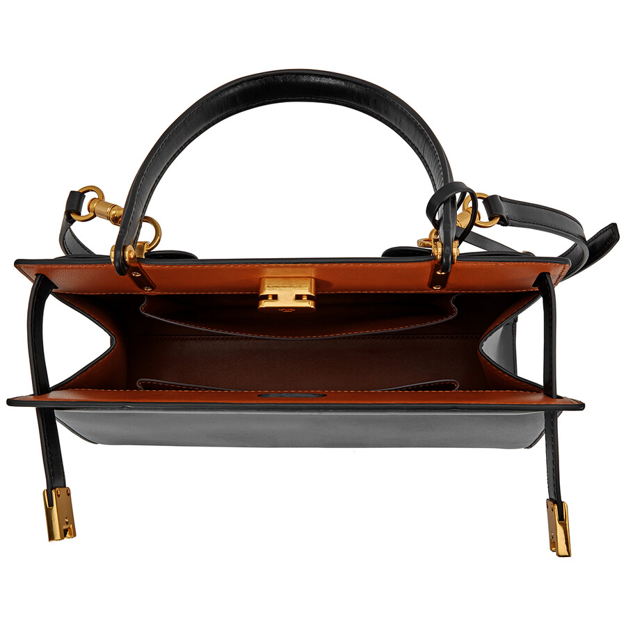 TORY BURCH Lee Radziwill Satchel Bag with Detachable/Adjustable Strap In Smooth Leather for Shoulder/Crossbody Wear