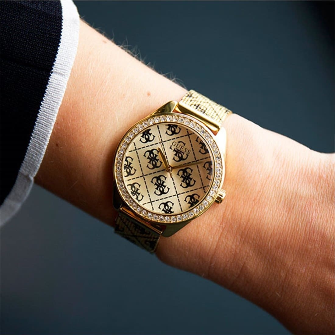 GUESS Claudia Quartz Analog Gold Dial Just Time Ladies Watch